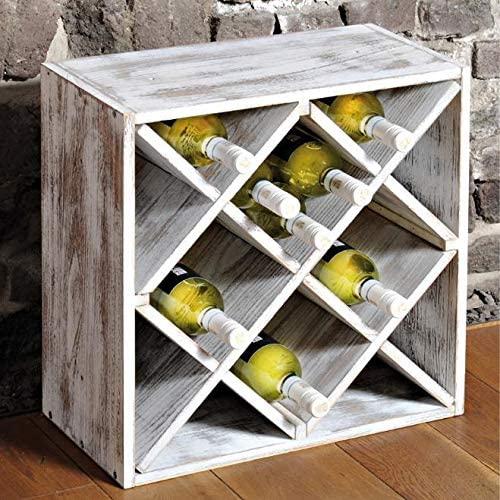 Kesper Weinregal-System aus aus fsc-zertifiziertem Paulowniaholz Holzregal zur Weinflaschenlagerung (Vintage-weiß)
