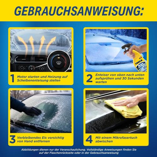 Preview: Rain-X Scheibenenteiser 2-in-1 Eisspray mit Regenabweiser - 500 ml