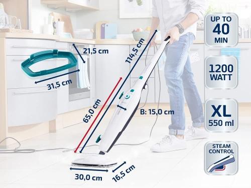 Leifheit Dampfreiniger CleanTenso mit heißem Wasserdampf gegen Bakterien Weiss
