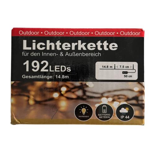Lichterkette 192 LEDs   - IP 44 WARMWEISS Gesamtlänge: 14.8m