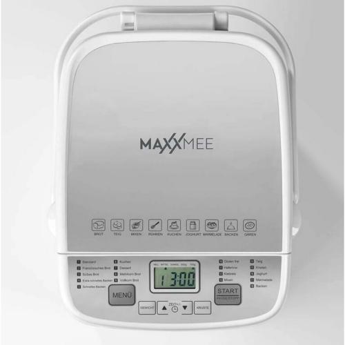 MAXXMEE Brotbackautomat mit 18 Backprogrammen | Einstellbarer Bräunungsgrad in 3 Stufen, zwei Brotgrößen (550g/700g), 15 Stunden Timer | Brotbackmaschine [500 Watt/weiß]