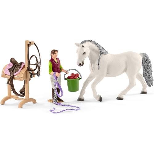 Schleich 42389 Reitschule mit Reiterinnen und Pferden, ab 5 Jahren, HORSE CLUB - Spielset, 40 Teile