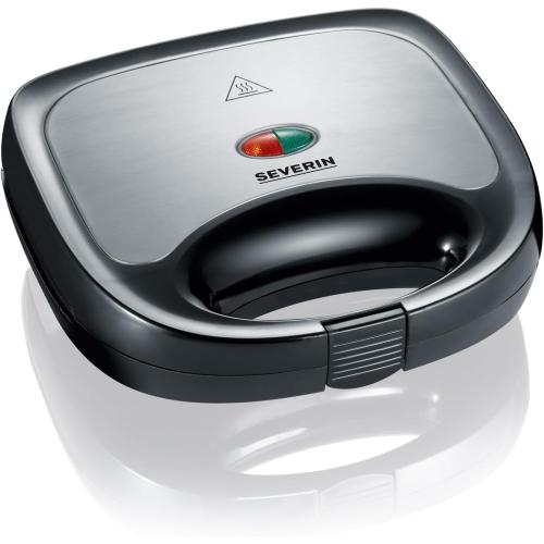 SEVERIN Sandwichmaker-Toaster für 2 Sandwiches, Dreieckige Sandwichtoasts, 600 W, Edelstahl-gebürstet-schwarz, SA 2969