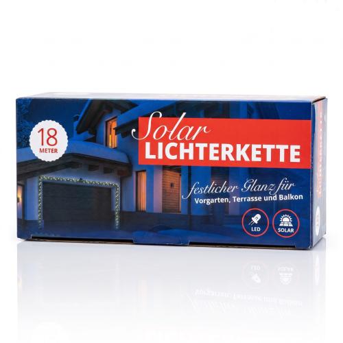 LED Solarlichterkette 18 Meter 100 kalt-weiße LEDs 2 Leutschtmodi wählbar