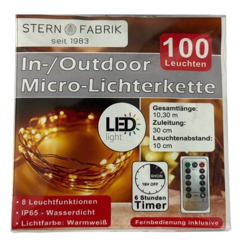 LED Drahtlichterkette 100 Leds mit Timerfunktion warmweißes Licht für drinnen und draußen outdoor Funk Fernbedienung