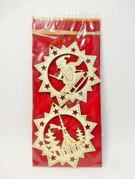 Weihnacht Holz-Hnger, 2er Set 11x11cm 