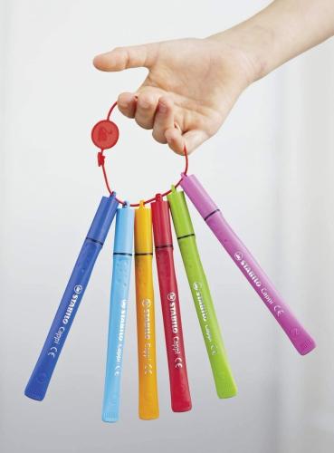 Filzstift mit Kappenring - STABILO Cappi - 12er Pack - mit 12 verschiedenen Farben