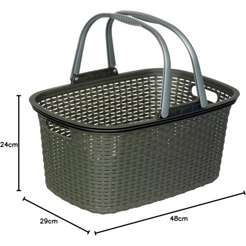 Preview: Rival Einkaufskorb Rattan 18 Liter mit Henkel - ANTHRAZIT