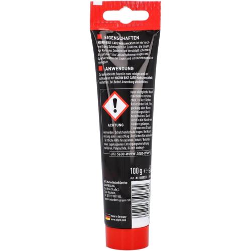 Preview: NIGRIN BIKE-CARE Mehrzweck-Fett, 100 g Tube, Schmierfett für Fahrrad, auch für Hobby und Werkstatt, Harz- und Silikonfrei