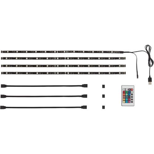 BRILO Leuchten - LED TV Beleuchtung, LED Band dimmbar, LED Strip selbstklebend, 2m, USB-Anschluss, geeignet für 32-78 Zoll, Licht-Leiste 48 x RGB-LED Farbwechsel