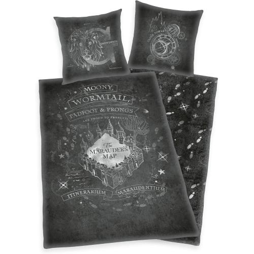 Herding Bettwäsche-Set, HARRY POTTER Karte des Rumtreibers, Wende Bettwäsche 2tlg 135 x 200 cm 80 x 80 cm