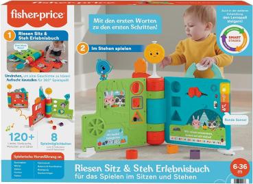Fisher-Price HCL07 - Riesen Sitz&Steh Erlebnisbuch, elektronisches Lernspielzeug und Aktivitätszentrum