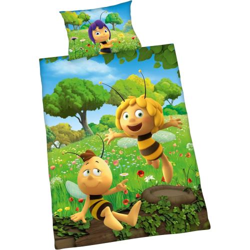 Herding BIENE MAJA Bettwäsche-Set, Wendemotiv, Bettbezug 100 x 135 cm, Kopfkissenbezug 40 x 60 cm, Baumwolle/Renforcé