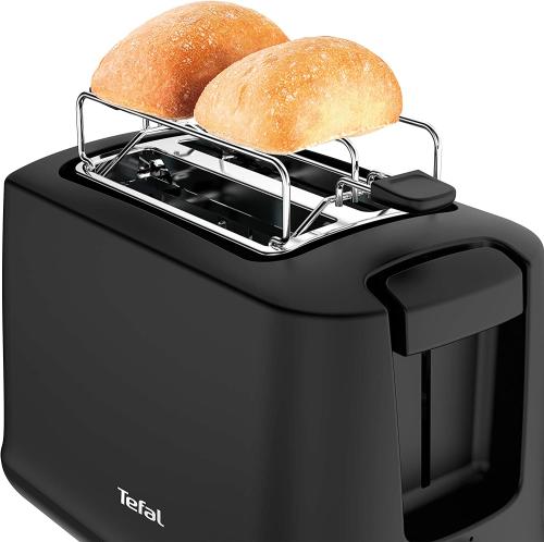 Tefal TT165N Principio Select Toaster (850 Watt, 7 Bräunungsstufen, Krümelschublade, Hebe-Funktion, Brötchenaufsatz) schwarz