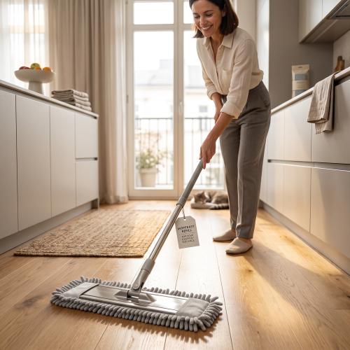Preview: HOME IDEAS 2er Pack CHENILLE WISCHBEZUG für alle Böden - Grau UNIVERSAL 44 x 14 cm