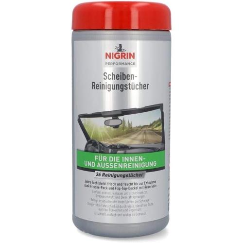 NIGRIN Autoscheiben Reinigungstücher, Spenderbox Inhalt 36 Stück