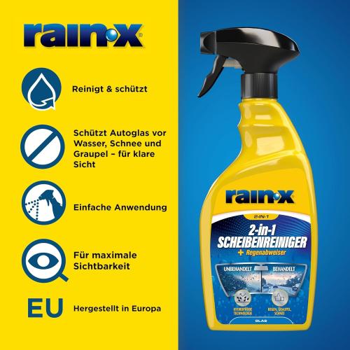 Preview: Rain-X 2-in-1 Scheibenreiniger & Regenabweiser für Autoscheiben - 500 ml