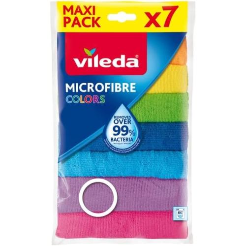 Vileda Mikrofasertücher Colors 7er Pack, Allzwecktücher Multipack aus Mikrofasern, 30 x 30 cm
