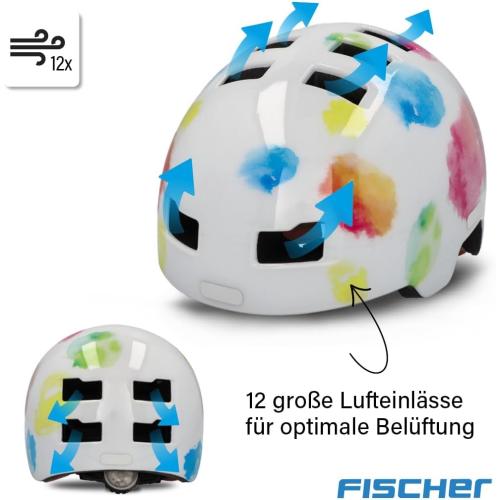 Preview: FISCHER BMX Fahrradhelm, Radhelm, Dirt Bike Helm Plus Splash, XS/S, 48-54cm, bunt, mit integriertem LED-Rücklicht