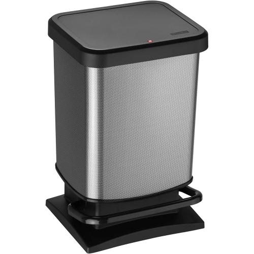 Rotho Paso Mülleimer 20l mit Deckel, Kunststoff (PP) BPA-frei, CARBON metallic, 20l (29,3 x 26,6 x 45,7 cm)