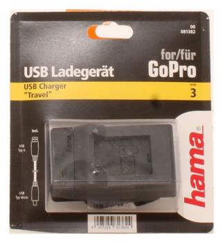 Hama USB-Ladegert "Travel" fr GoPro 3 Charger WOW K218-824 