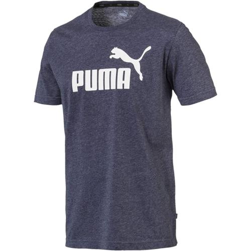 PUMA Herren T-Shirt Essentials Tee – Rundhals-Kragen Logo Peacoat Heather - M