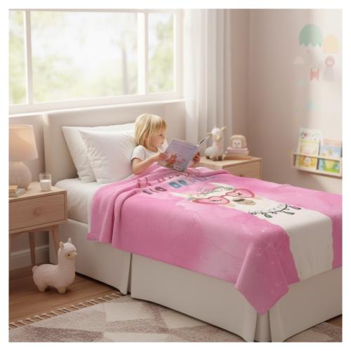 Preview: Home Ideas Wohndecke mit Tiermotiv Größe ca. 150 x 200 cm Rosa - LAMA No Drama