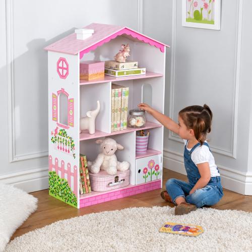 KidKraft 14604 - Kinder Puppenhaus-Bücherregal -  Rosa & Weiß - Höhe ca. 97 cm