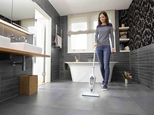 Black+Decker FSM13E1 Dampfbesen Steam Mop, Basic  Weiss