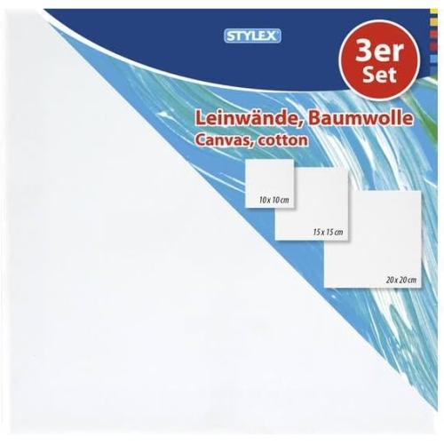 Stylex Leinwände 3er Set, 10x10, 15x15, 20x20cm
