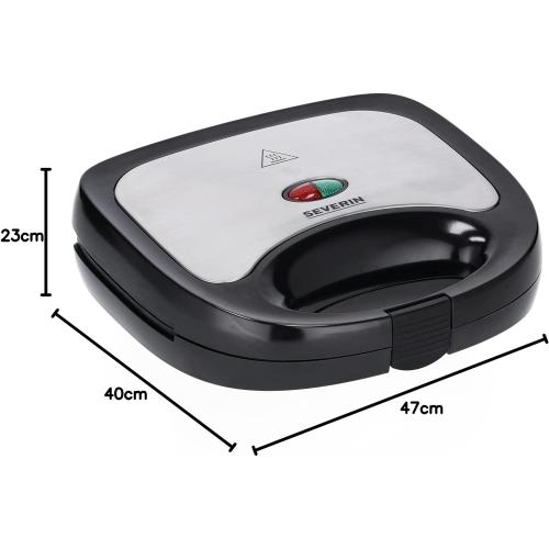 SEVERIN Sandwichmaker-Toaster für 2 Sandwiches, Dreieckige Sandwichtoasts, 600 W, Edelstahl-gebürstet-schwarz, SA 2969