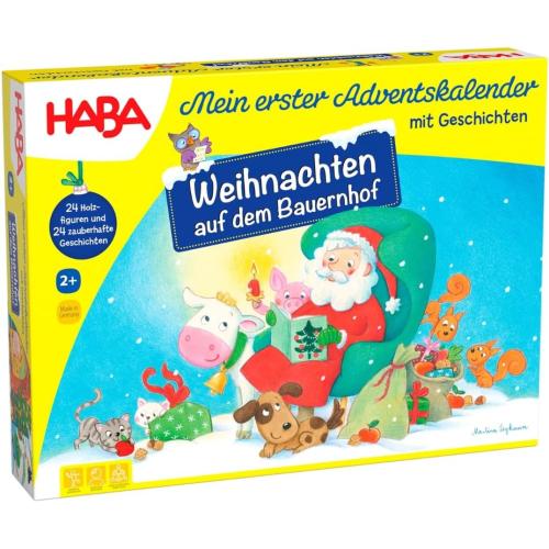 HABA Adventskalender - Weihnachten auf dem Bauernhof – 3D-Spielkulisse mit 24 liebevollen Holzfiguren