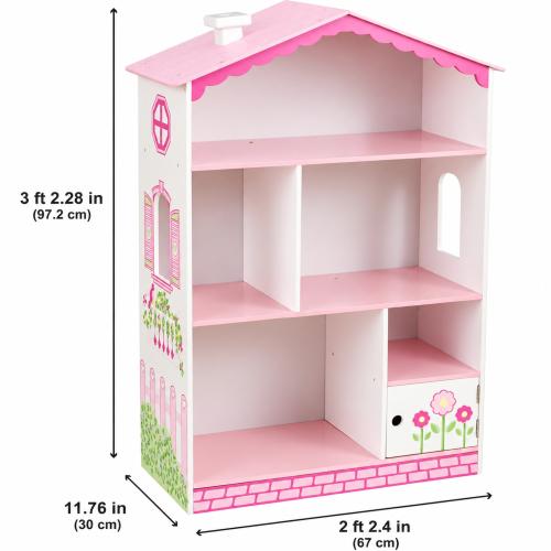 Preview: KidKraft 14604 - Kinder Puppenhaus-Bücherregal -  Rosa & Weiß - Höhe ca. 97 cm