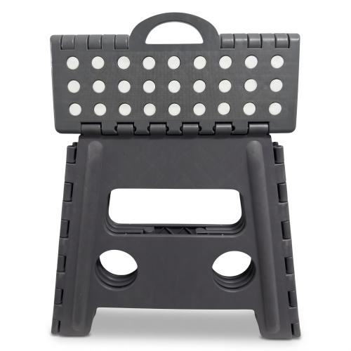 Preview: KESPER Stabiler Klapptritt Sitzhocker faltbar, grau, 36,5 x 30/32,5 cm