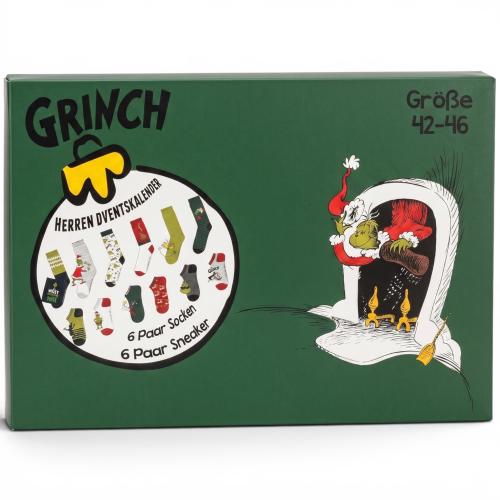Preview: The GRINCH - HERREN Adventskalender 12 Paar Socken 42-46 ( 6 Paar Socken & 6 Paar Sneaker ) Style - SCHWARZ
