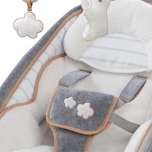 Preview: Ingenuity Bella Teddy Babywippe & Babyschaukel, Plüschsitz, Vibration, Musik, klappbar, ab Geburt bis 30 Monate, max. 18 kg