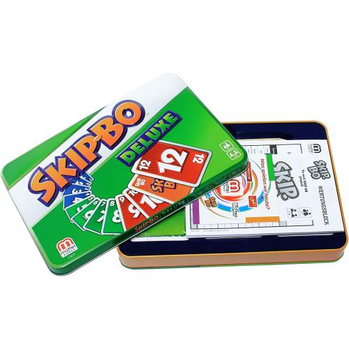 Mattel Games L3671 - Skip-Bo Deluxe in hochwertiger Sammelbox aus Metall, Kartenspiel, geeignet für 2 - 6 Spieler