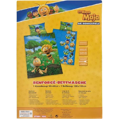 Herding BIENE MAJA Bettwäsche-Set, Wendemotiv, Bettbezug 100 x 135 cm, Kopfkissenbezug 40 x 60 cm, Baumwolle/Renforcé