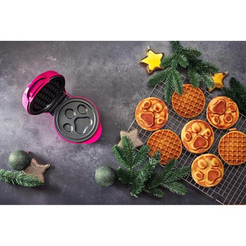 BESTRON Mini-Waffeleisen im einzigartigen Paw Patrol Design, inkl. Backampel, Waffelgröße: Ø 10cm, Farbe: ROSA
