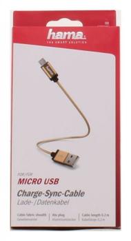 Hama Lade-/Datenkabel, Micro-USB, 0,2 m, Gold 