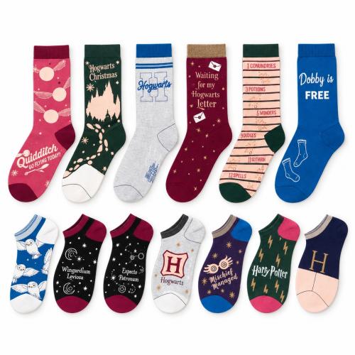Preview: HARRY POTTER - DAMEN Adventskalender 12 Paar Socken 35-41 ( 6 Paar Socken & 6 Paar Sneaker ) PROPERTY
