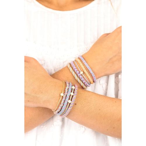 folia 32039 - Kumihimo Bracelets PASTELL RAINBOW, Bastelset für Armbänder, 16-teilig mit Garn, Knüpfscheiben und Perlen, inkl. Anleitung