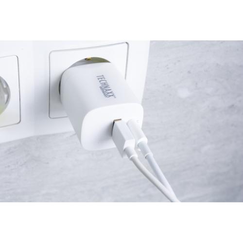 Technaxx 30W Dual Port Schnellladegerät TX-198  - 1xUSB-C, 1xUSB-A