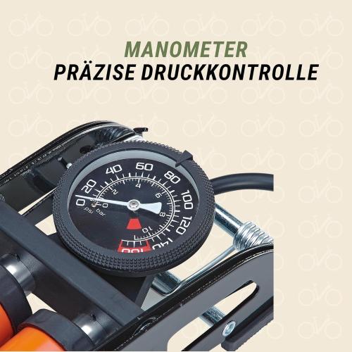 Preview: Prophete Luftpumpe, Fahrradpumpe, Stand- & Fußpumpe für alle Ventilarten, Schwarz AUSSTELLUNGSSTÜCK