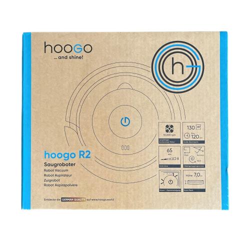 hoogo Saugroboter R2 | Staubsauger Roboter | lange 120 min Akku-Laufzeit | 7cm flach| für Hartböden und kurzflorige Teppiche