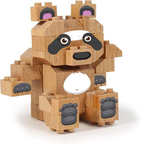 FabBrix WWF Wooden Bricks PANDA Holzbausteine, 100% kompatibel mit konventionellen Bausteinen