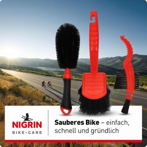 Preview: Nigrin Bürstenset Bike Care zur Fahrradpflege 3-teilig 