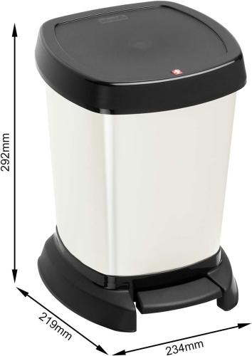 Rotho Paso Mülleimer 6l für das Bad, Kunststoff (PP) BPA-frei, weiss silber metallic, 6l (23,4 x 21,9 x 29,2 cm)