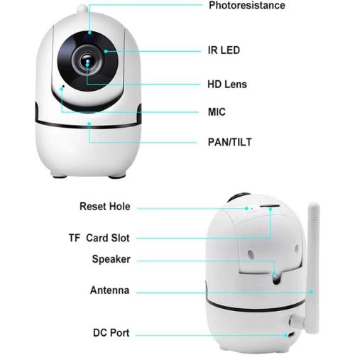 Denver SHC-150 überwachungskamera WiFi mit IR-LED für Nachtsicht, HD 1280x720p, 12fps WEISS