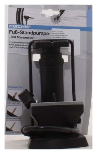 Fischer Luftpumpe Standpumpe Fahrradpumpe Fupumpe mit Manometer inkl. Adapter 